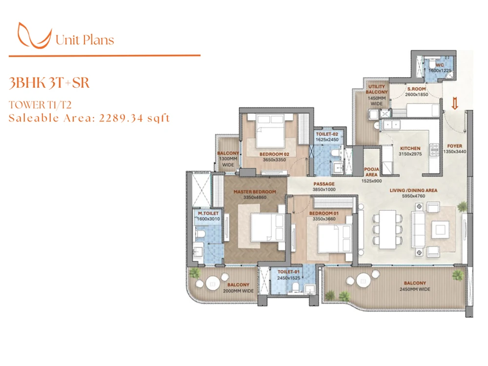 3BHK SR Floor Plan